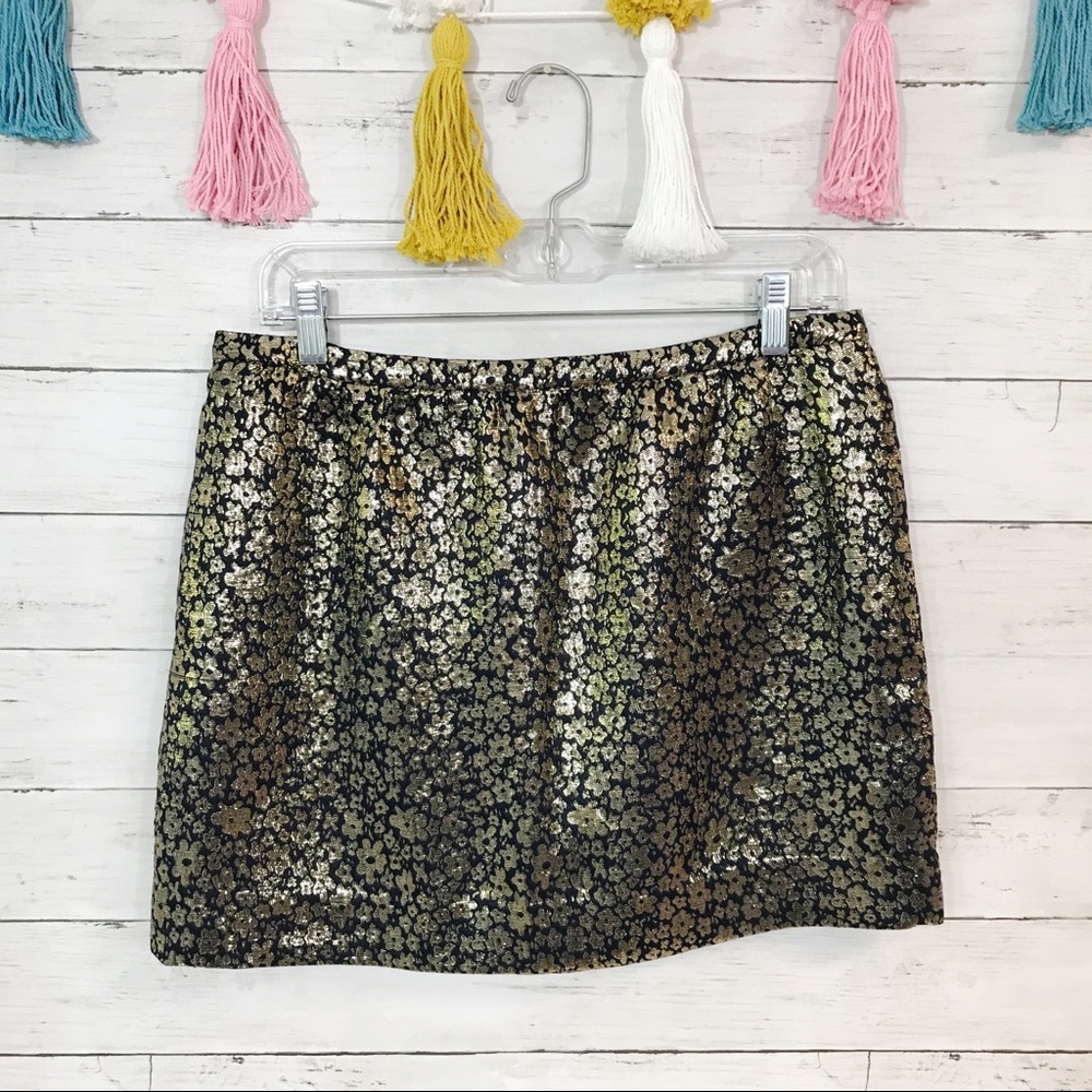 J Crew Collection Metallic Marigold Jacquard Skirt